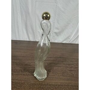 Vintage Avon Clear Glass Crane Perfume Bottle with Gold Tone Cap Collectible